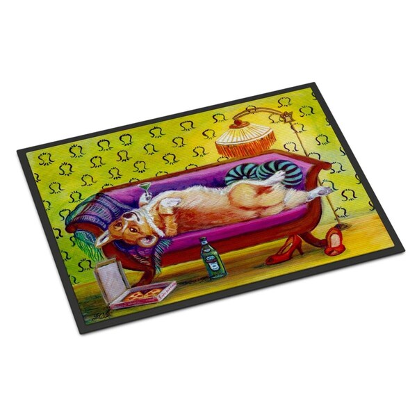 Carolines Treasures 18 x 27 in. Corgi Home Alone Indoor or Outdoor Mat 7406MAT - main